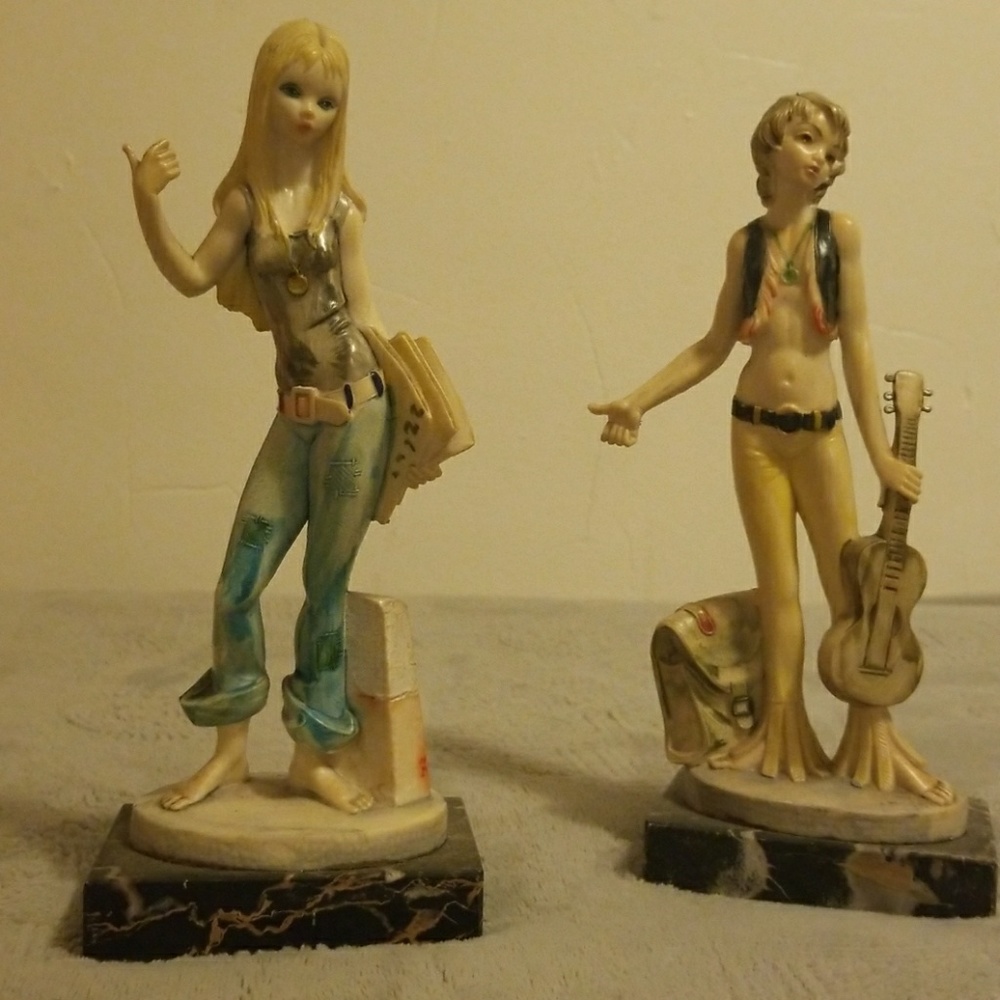 Two vintage ceramic hippies